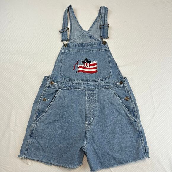 American Flag Carpenter Shortalls Small Y2K - Picture 3 of 7